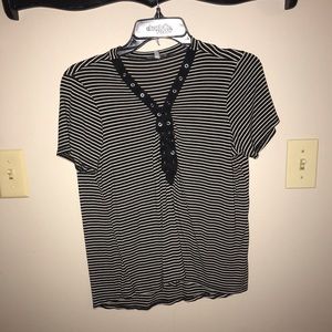 Striped Lace-up T-Shirt